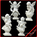 White Stone Angel Statue With Wing, Lovely Little Angel Boy Carving, Marble Boy Carving